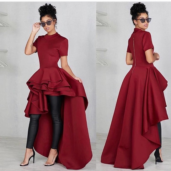 New Color ...  Red.. Hi-Low Ruffle Top - Picture 3 of 3